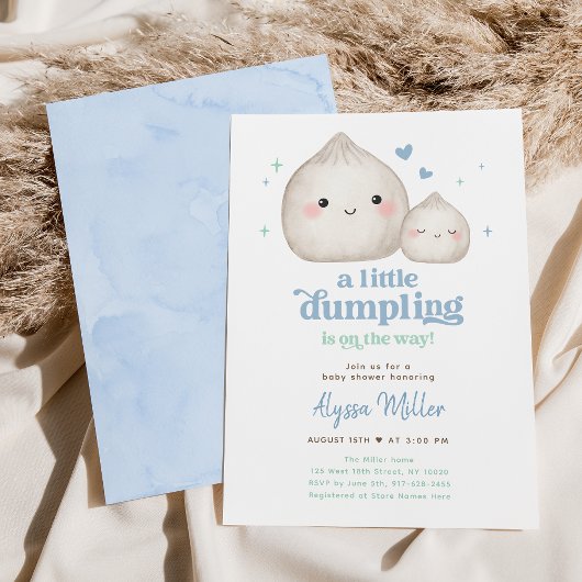 Sweet Blue Little Dumpling Baby shower Kaart