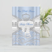 Sweet blue Little Prince Boy Baby shower Kaart (Staand voorkant)