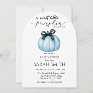 Sweet blue Little Pumpkin Baby shower Kaart