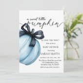 Sweet blue Little Pumpkin Baby shower Kaart (Staand voorkant)