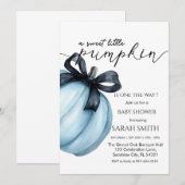 Sweet blue Little Pumpkin Baby shower Kaart (Voorkant / Achterkant)