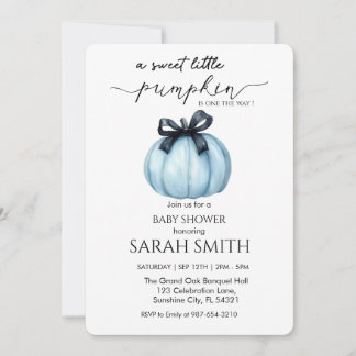 Sweet blue Little Pumpkin Baby shower Kaart