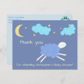 Sweet Blue Lullaby Bedankt Baby shower Briefkaart (Voorkant / Achterkant)