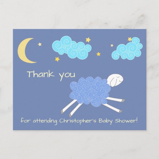 Sweet Blue Lullaby Bedankt Baby shower Briefkaart (Voorkant)