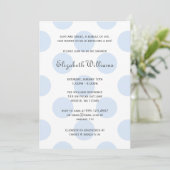 Sweet Blue Polka Dots Baby Boy Shower Invitation Kaart (Staand voorkant)