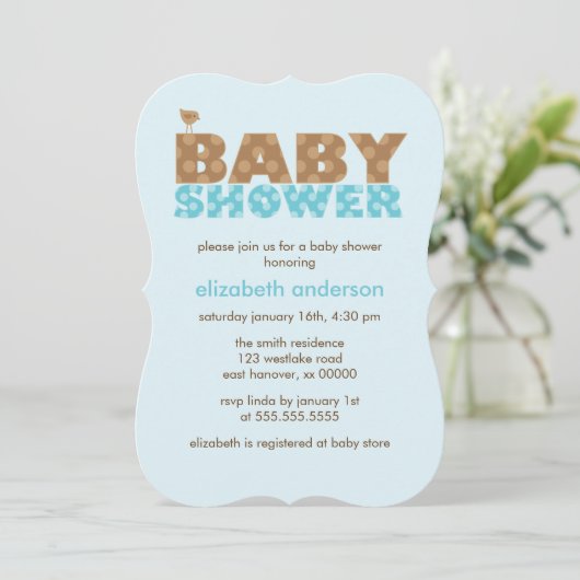Sweet Blue Polka Dots Boy Baby shower Kaart (Staand voorkant)