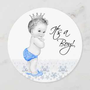 Sweet Blue Prince Baby Boy Shower Kaart