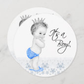 Sweet Blue Prince Baby Shower Kaart (Voorkant / Achterkant)