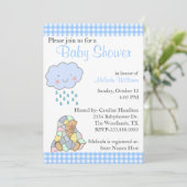 Sweet Blue Rain Cloud Aangepast Baby shower Kaart (Staand voorkant)