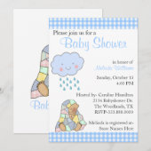 Sweet Blue Rain Cloud Aangepast Baby shower Kaart (Voorkant / Achterkant)