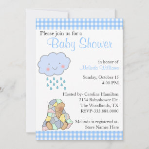 Sweet Blue Rain Cloud Aangepast Baby shower Kaart