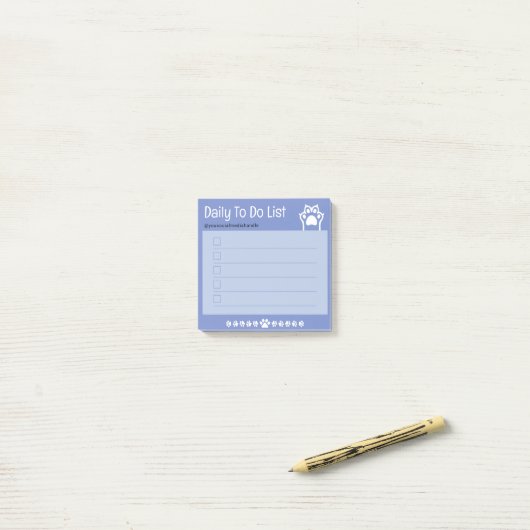 Sweet Blue Schattigee witte kat Paws checkbox to d Post-it® Notes (Op bureau)