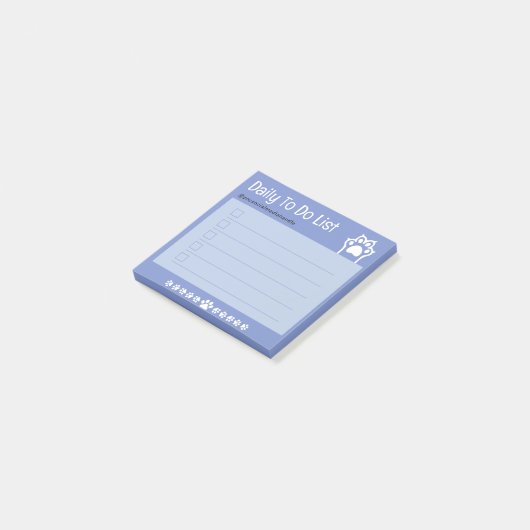 Sweet Blue Schattigee witte kat Paws checkbox to d Post-it® Notes (Schuin)