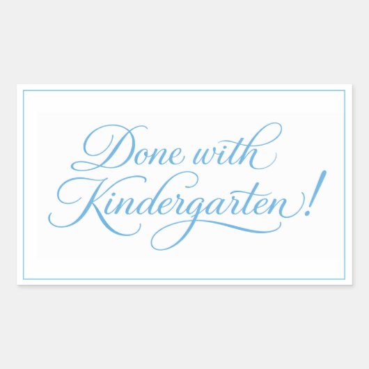 Sweet Blue Script Klaar met Kleuterschool Rechthoekige Sticker (Voorkant)