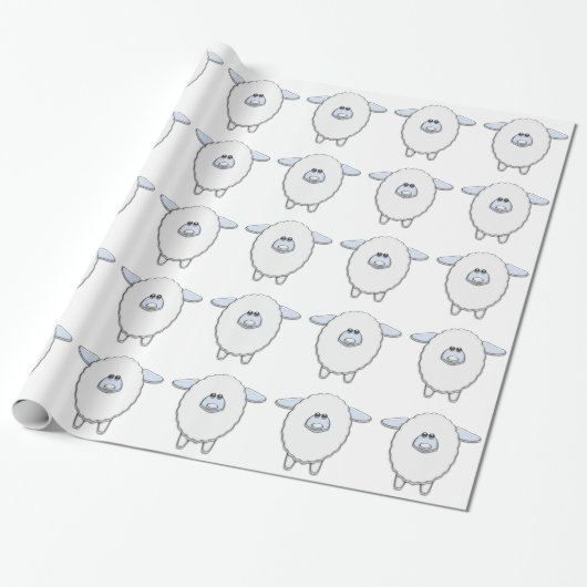 Sweet Blue Sheep Baby shower Cadeaupapier (Uitgerold)