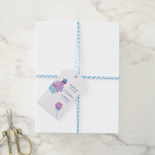 Sweet blue snoep verjaardag cadeaulabel (Met Touw)