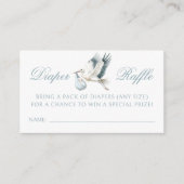 Sweet Blue Stork Baby Boy Douche Luier Raffle Informatiekaartje (Voorkant)