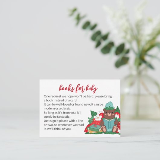 Sweet Blue Strawberry Beer Breng Boeken Baby showe Informatiekaartje (Staand voorkant)