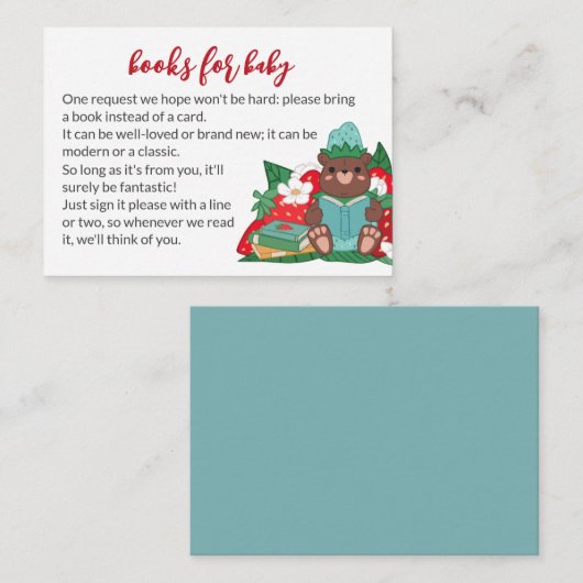 Sweet Blue Strawberry Beer Breng Boeken Baby showe Informatiekaartje (Voorkant / Achterkant)