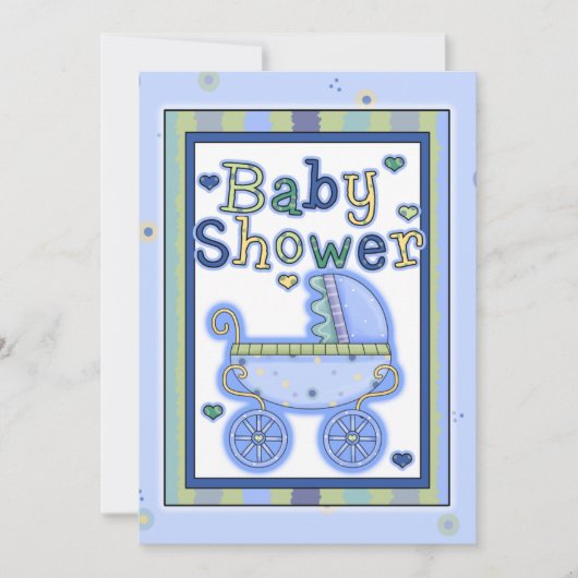 Sweet Blue Stroller Baby Shower-uitnodiging Kaart (Voorkant)
