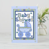 Sweet Blue Stroller Baby Shower-uitnodiging Kaart (Staand voorkant)