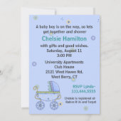 Sweet Blue Stroller Baby Shower-uitnodiging Kaart (Achterkant)