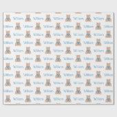 Sweet Blue Teddy Bear Bow Stropdas Baby shower Cadeaupapier (Vlak)