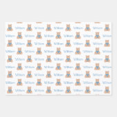 Sweet Blue Teddy Bear met Bow Baby shower Inpakpapier Vel (Voorkant)