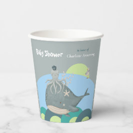 Sweet Blue Waterverf Nautical Whale Baby shower Papieren Bekers