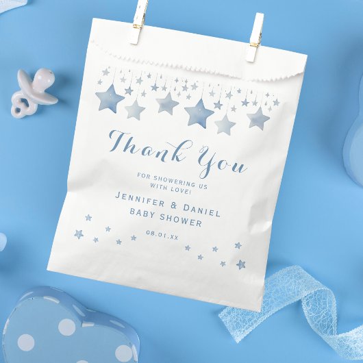 Sweet Blue Waterverf Stars Dank je wel Bedankzakje