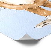 Sweet Blue Waterverf Teddy Bear Boy Baby shower Poster (Hoek)