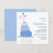 Sweet Blue Wedding Cake Chic Vrijgezellenfeest Inv Kaart (Voorkant / Achterkant)