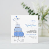 Sweet Blue Wedding Cake Chic Vrijgezellenfeest Inv Kaart (Staand voorkant)
