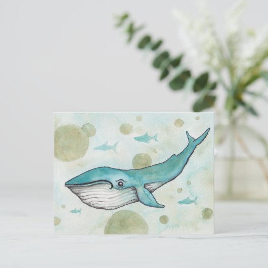 Sweet Blue Whale Briefkaart (Staand voorkant)