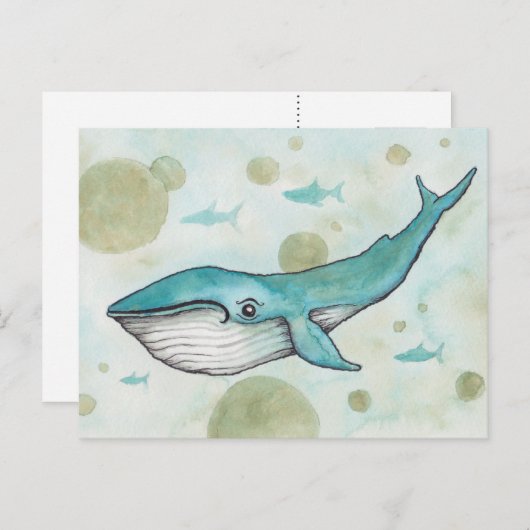 Sweet Blue Whale Briefkaart (Voorkant / Achterkant)