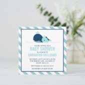 Sweet Blue Whales Boy Baby shower Kaart (Staand voorkant)