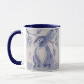 Sweet Blue & White Bunny Rabbit Design Mok (Links)