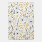 Sweet Blue Yellow Botanical Flowers Theedoek (Verticaal)