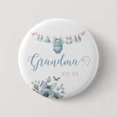 Sweet Blue Zachte Bloemen Babykleding Oma Ronde Button 5,7 Cm (Voorkant)