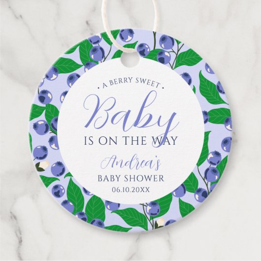 Sweet Blueberry Blue Baby shower Bedankjes Labels (Voorkant)
