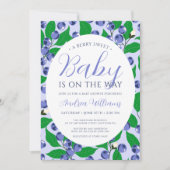 Sweet Blueberry Blue Baby shower Kaart (Voorkant)