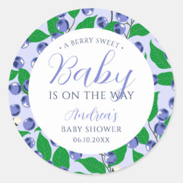 Sweet Blueberry Blue Baby shower Ronde Sticker