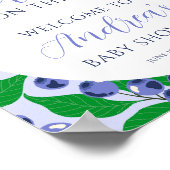 Sweet Blueberry Blue Baby shower Welkom Poster (Hoek)