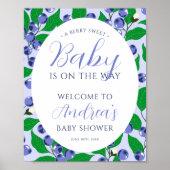 Sweet Blueberry Blue Baby shower Welkom Poster (Voorkant)