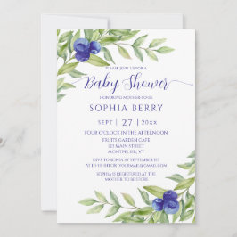 Sweet Blueberry Elegant Baby shower Kaart