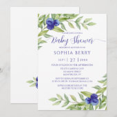 Sweet Blueberry Elegant Baby shower Kaart (Voorkant / Achterkant)