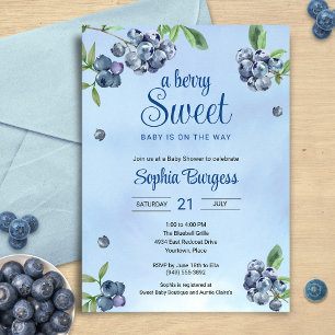 Sweet Blueberry Waterverf Baby shower Kaart