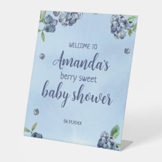 Sweet Blueberry Waterverf Baby shower Reclamebord Met Voetstuk