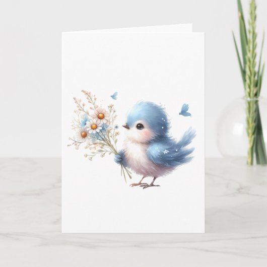 Sweet Bluebird met Daisy Bouquet All-Occasion Kaart (Voorkant)