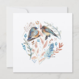 Sweet Bluebird Paar Waterverf met Bloemen